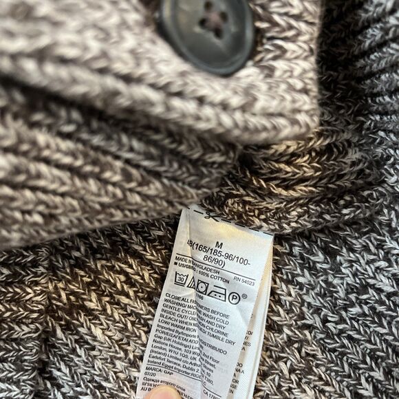 VTG Gap Cardigan Sweater Mens Medium Brown Cotton Chunky Grandpa Y2K Marled - Picture 3 of 6